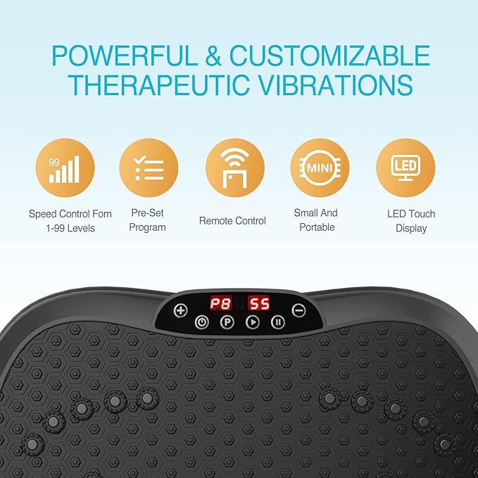 AXV Vibration Plate Exercise Machine Whole Body Workout Portable Mini Vibrate Fitness Platform Lymphatic Drainage Machine for Weight Loss Shaping Toning Wellness Home Gyms Workout (Mini)-Ruum Studio Home