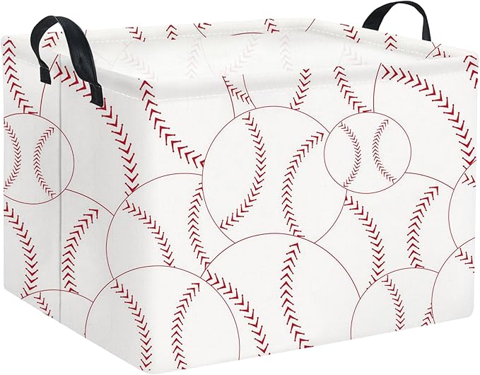 HIYAGON Rectangular Baseball Basket Kids Baby Nursery Storage Basket for Boys Baseball Room Decor Cute Toy Storage Organizer Bins Bedroom(Baseballs)-Ruum Studio Home
