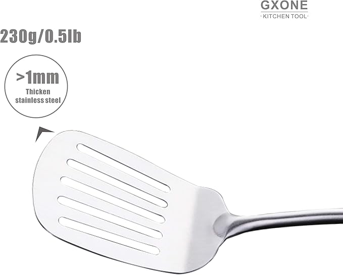 Metal Spatula,304 Stainless Steel Wok Spatula with Heat Resistant Wooden Handle,Silver/15.7Inch-Ruum Studio Home