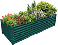 1 Pack 8x3x2FT Galvanized Raised Garden Bed Kit Retangular Metal Ground Planter Box Outdoor Bottomless Planter Raised Beds for Vegetables Flowers Herbs Fruits, Green-Ruum Studio Home
