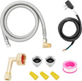 Solimeta Universal Dishwasher Installation Kit with 4 ft Stainless Steel Hose and Power Cord-Ruum Studio Home