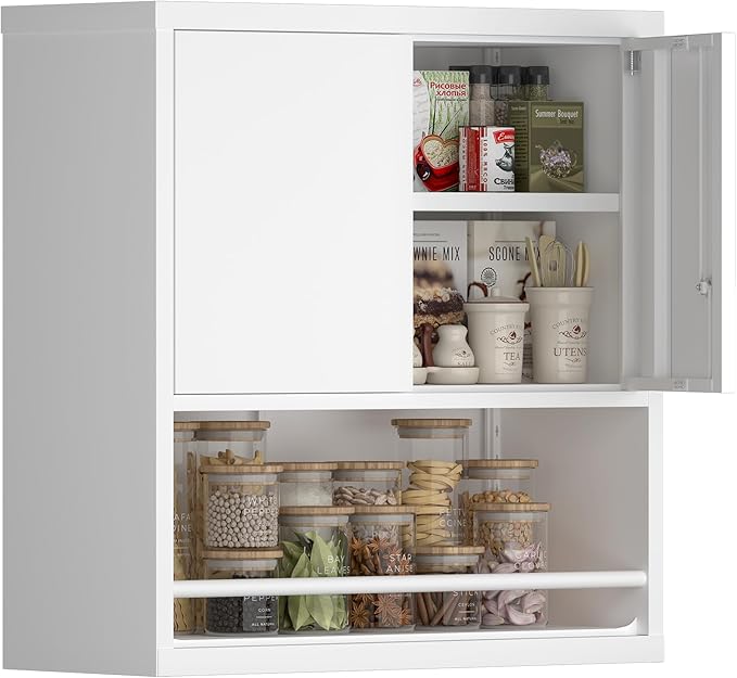 Wall Cabinets,Garage Metal Storage Cabinet with Shelf,Wall Storage Cabinet with Locking Door,Steel Cabinets for Kitchen,Home Office,Basement-Ruum Studio Home