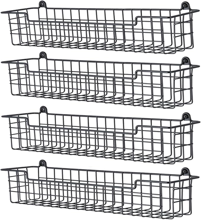 Spice Rack Organizer Wall Mount, Spice Organization Storage Shelf for Cabinet Door, 4 Packs Wall Spice Rack Saving Space for Kitchen, Black-Ruum Studio Home