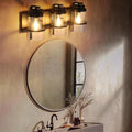 Bathroom Vanity Light Fixtures,Rustic Matte Black Vanity Lights 3 Bulb,Industrial Bathroom Light 3 Pack(Bulbs not Included)-Ruum Studio Home
