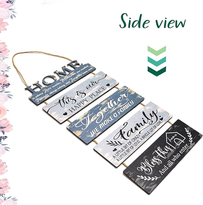 Wooden Collage Panels Home Positive Affirmations Wall Art - Wall Plaques for Living Room,Bedroom,Dining Room,Bathroom - Multicolor Family Rustic Farmhouse Wall Decor 5pcs-Ruum Studio Home
