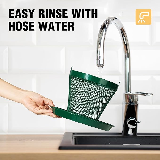 Veehoo Bird Feeders for Outdoors Hanging-Cardinal Bird Feeder with Weatherproof Dome, Wild Meta Finch Feeder for Outside 2.5 lbs Sunflower Seed Capacity, Green-Ruum Studio Home