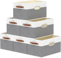 Yawinhe Fabric Storage Baskets, Foldable Closet Organizer for Shelves, Large Boxes with 3 Handles, Canvas Bins for Clothes, White/Grey, 12.99''Lx9.05''Wx7.87''H, 6-Pack-Ruum Studio Home