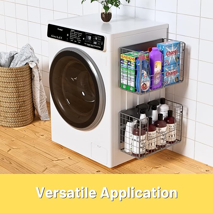 Magnetic Shelf for Fridge, Fruit Potato & Onion Storage Bins, Pantry Organizers & Storage, Large Container Magnetic Basket for Refrigerator, Kitchen Counter,Cabinet Magnetic Fridge Organizer Silver 2-Ruum Studio Home
