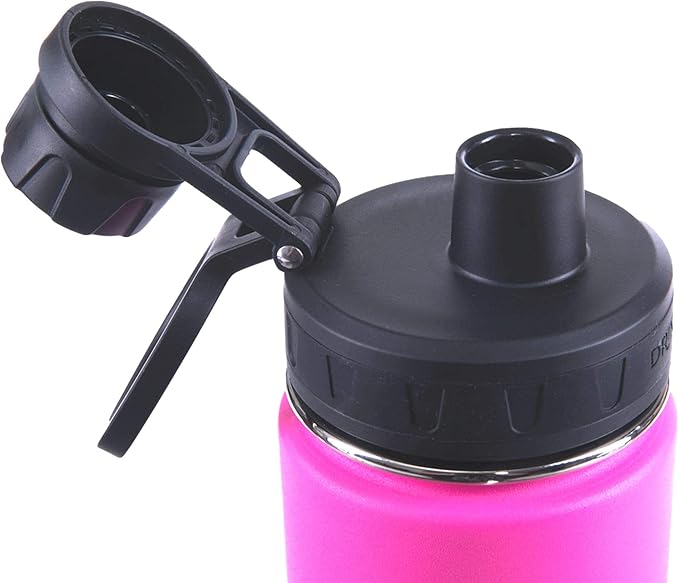 DRINCO Stainless Steel Water Bottle Spout Lid Vacuum Insulated Double Wall Water Bottle Wide Mouth (40oz 32oz 22oz 18oz 14oz) Leak Proof Keep Cold Sport Camping Hiking (22 oz, 22oz Island Pink)-Ruum Studio Home