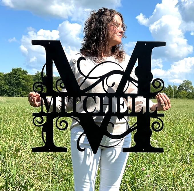 Custom Metal Last Name Monogram Sign – Personalized Wedding, Housewarming, or Outdoor Wall Decor-Ruum Studio Home