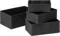 LA JOLIE MUSE Storage Baskets Set 4 - Sturdy Woven Paper Rope Decorative, Stackable Wicker Baskets for Makeup Closet Bathroom Bedroom (Ebony Black)-Ruum Studio Home