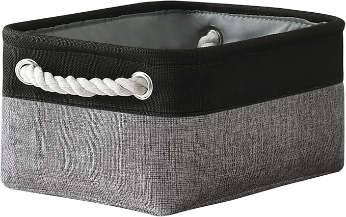 TheWarmHome Storage Basket for Organizing - 12x8x5.2 inch 1 Pack Fabric Storage Cubes, Baskets for Gifts Empty for Closet Organizer Dog Gift Cloth Toy (Grey & Black)-Ruum Studio Home
