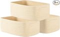 KALLAX Small Woven Basket, 12 x 8 x 4.5 Inches, Storage Basket for Organizing, Cute Small Rope Shelf Closet Cube Storage Bins Baskets for Shelves, Dog Toy Gift Baskets Empty, 3 Packs, Beige-Ruum Studio Home