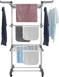 Bigzzia Clothes Drying Rack Folding Drying Rack Clothing 4 Tier Clothes Horses Rack Stainless Steel Laundry Drying Rack with Two Side Wings Grey-Ruum Studio Home