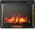 BELLEZE 28" Electric Fireplace, 1500 W 5000 BTU Space Heater with Adjustable Timer, Realistic Wood Log & Crackling Sound, Indoor Fireplace for TV Stand Mantel, Bedroom, Living Room-Ruum Studio Home