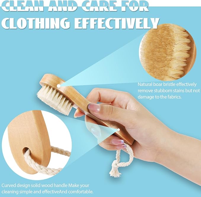3 Pcs Wood Laundry Stain Brush Stain Remover Brushes with Boar Bristle Small Stain Brush for Clothes for Scrubbing Stains from Furniture Fabric Leather(3 Pcs A)-Ruum Studio Home