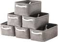 TheWarmHome Foldable Small Storage Baskets with Strong Cotton Rope Handles [6-Pack] Gray Collapsible Storage Bins Set Works Room Storage, Nursery Baskets-Ruum Studio Home