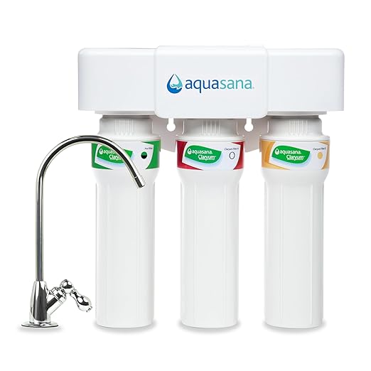 Aquasana Under Sink Water Filter System - Reduces PFAS, Lead, & Chlorine in Drinking Water - Under Counter Claryum Filtration for Kitchen - 3-Stage Max Flow - Chrome Faucet - AQ-5300+.56-Ruum Studio Home