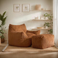 Giant Bean Bag Chairs for Adults, Oversized Chaise Lounge Chair Indoor with Memory Foam - Plush Boneless Lounger & Ottoman for Bedroom, Living Room, Gaming & Reading, Lazy Floor Sofa Chair, Orange-Ruum Studio Home