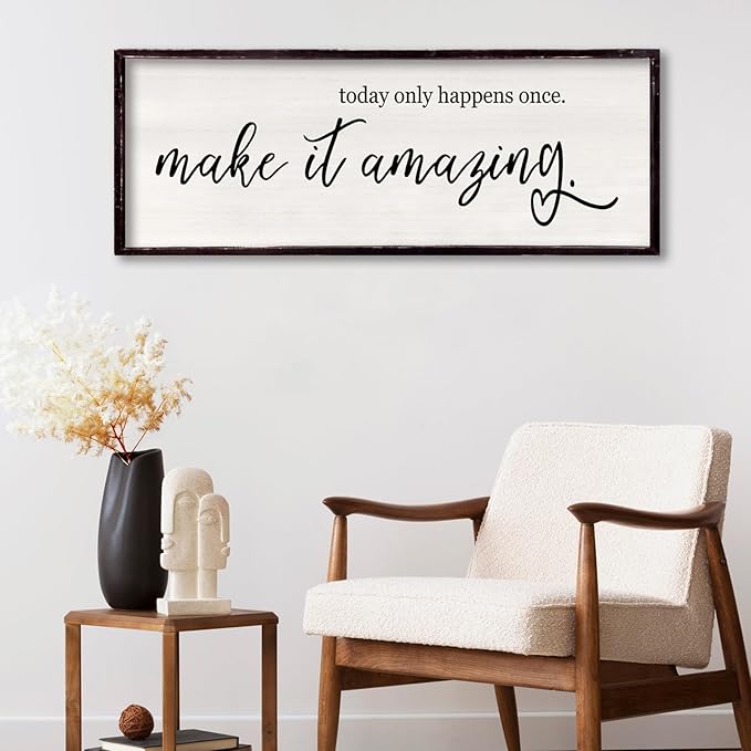 Today Only Happens Once Make It Amazing Framed Wall Art, 32''×12'' Rustic Religious Christian Lords Prayer Sign for God Jesus Christ Prayer, Horizontal Holy Inspirational Catholic Scripture Decor-Ruum Studio Home