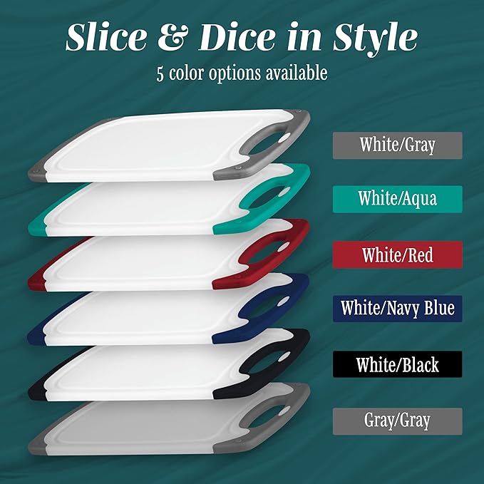 Cutting Boards for Kitchen - BPA-Free Chopping Board - Different Sizes & Non Slip Handles - Reversible, Large Cutting Board Set - Unique Gifts for Cooks Who Have Everything - 3-Pack Navy Blue-Ruum Studio Home