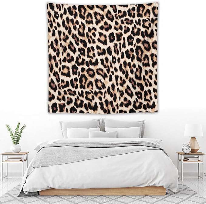 HZOHNAGO Leopard Print Tapestry Rustic Brown Leopard Wild Animal Printed Wall Tapestry Painting Wall Hanging for Bedroom Living Room Dorm 60" W x 60" H-Ruum Studio Home