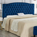 24KF Upholstered Button Tufted King Headboard and Velvet Fabric King/California King- Navy-Ruum Studio Home
