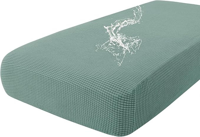hyha Waterproof Couch Cushion Covers for Pets, Non Slip Sofa Seat Cover for Dogs Washable, Soft Thick Stretch Jacquard Fabric, Sofa Slipcovers with Elastic Bottom (1 Piece for Large, Green)-Ruum Studio Home