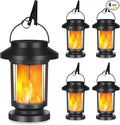 Derynome Solar Lantern Outdoor Lights, 4 Pack Upgraded Flickering Flameless Solar Lights Outdoor Waterproof, Hanging Decorative Lanterns for Yard Patio Path Garden Decor (4)-Ruum Studio Home