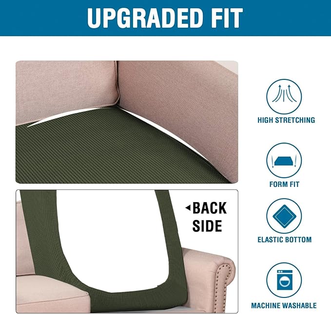 H.VERSAILTEX Super Stretch Individual Chaise Cover Sectional Couch Covers for L Shaped Sofa Both Left/Right Featuring Thick Jacquard Textured Twill Fabric (1 Piece Chaise Cover, Olive)-Ruum Studio Home