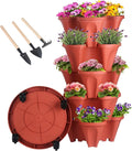 Vertical Planter 5 Tier Stackable Planters Garden Planters Strawberry Herb Flower and Vegetable Planter Indoor Outdoor Gardening Pots with Removable Wheels and Tools-Ruum Studio Home