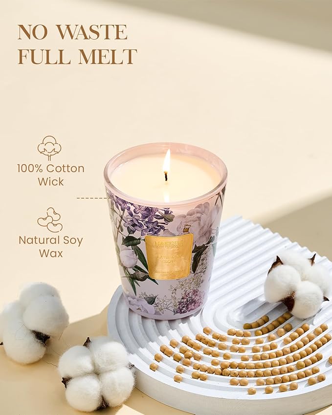 M&SENSE Lavender Glow Scented Natural Soy Wax Candle, 14.1oz 60 Hours Long Lasting Slow Burning Candles for Home Decor, Aromatherapy Candle for Stress Relief-Ruum Studio Home