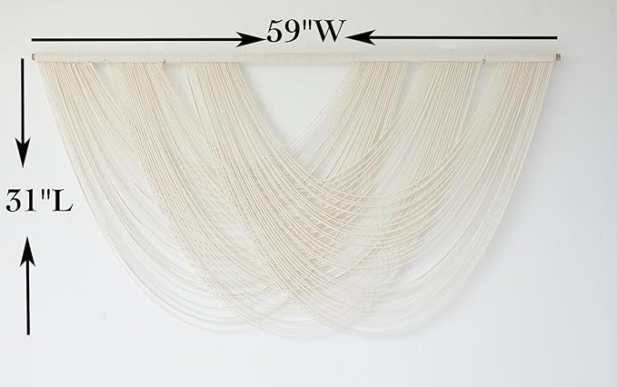 Flber Macrame Wall Hanging Large 57.00" W x 31.00" L Macrame Wall Decor Large Yarn Tapestry Home Boho Wall Decor-Ruum Studio Home
