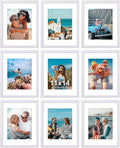 Vittanly 11x14 Picture Frames Set of 9, Shatter Resistant Plexiglass, Display 8x10 Pictures with Mat or 11x14 without Mat, Photo Frames for Wall or Tabletop, Engineered Wood, White-Ruum Studio Home