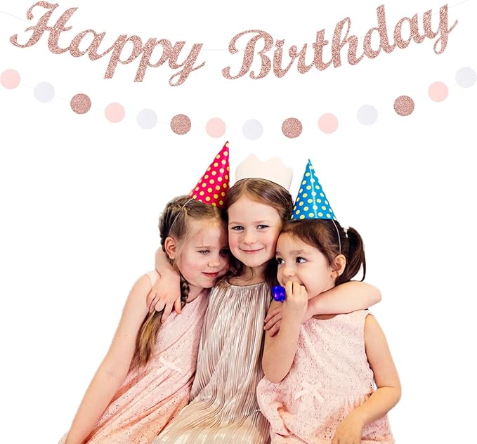 Light-Pink Rose-Gold Birthday Garland Party-Decorations - 14pcs Happy Banner Women Paper Flowers Lanterns Tissue Pom Poms,Streamers Fans Honeycomb Girls Adult Women Kids Hanging Supplies Decor Hugfond-Ruum Studio Home