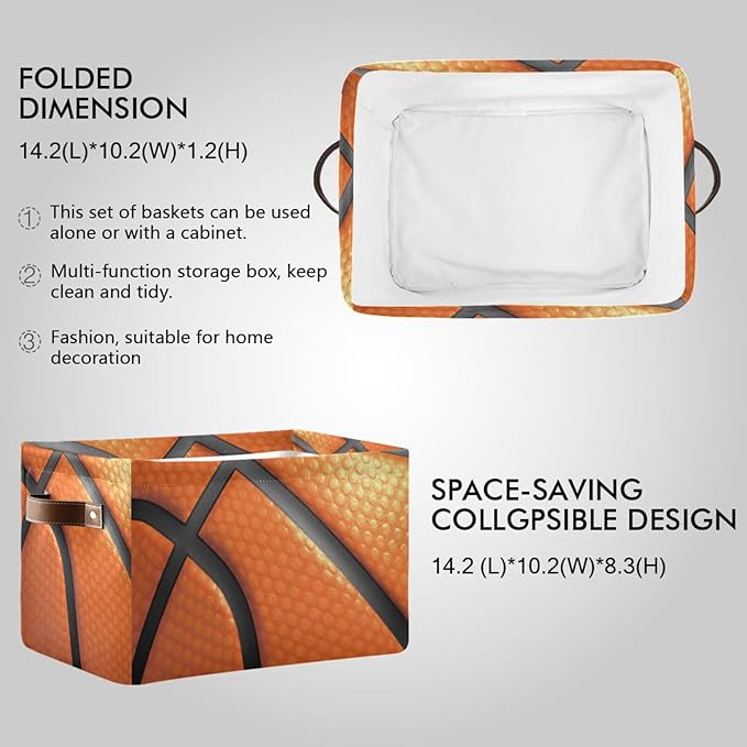 Storage Basket Bin Basketball Organizer Basket Collapsible Shelf Basket Cube with handle for Nursery Bedroom Bathroom, one sizex1-Ruum Studio Home