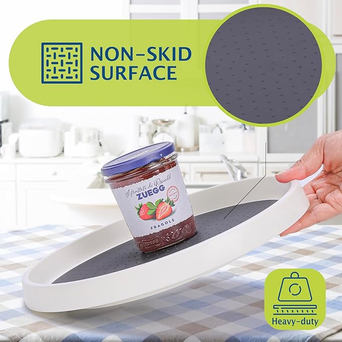Set of 6, 12 Inch Non-Skid Lazy Susan Turntable, Lazy Susan Organizer for Cabinet, Pantry Organization, Kitchen Storage, Bathroom Sink Cabinet, Refrigerator, Countertop, Spice Rack (6 Pack 12 in)-Ruum Studio Home