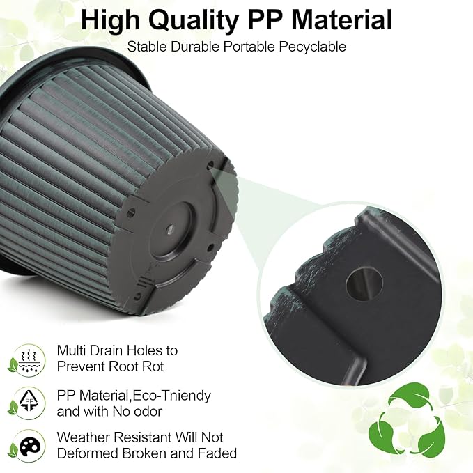 Large-Planter-Indoor-Outdoor Plant Pots, 16 inch 4 Pack Plastic Flower Pots with Saucer and Drainage Holes, Modern Garden Planters for Planting Medium Large Plants， Decorative Resin Garden Pots-Ruum Studio Home