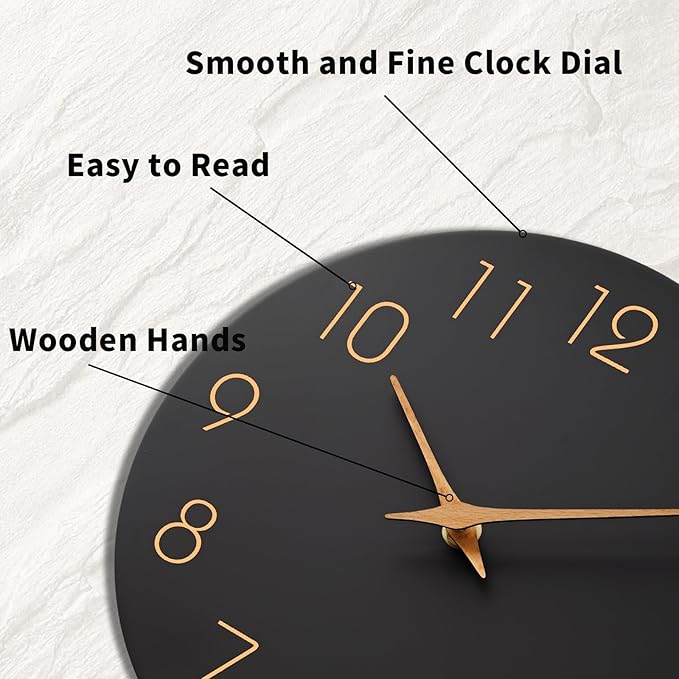 Mosewa Large Wall Clock 16 Inch Black Battery Operated Silent Non Ticking Simple Minimalist Rose Gold Numbers Clock Decorative for Bedroom Living Room Kitchen Home Office-Ruum Studio Home