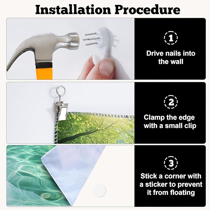 BSFHH Nature Tapestry Forest Tree Sea Cave Wall Hanging, Stream Through Rainforest Landscape Wall Art Tapestry for Bedroom Living room (Lake View, 79"×59", Unframed)-Ruum Studio Home