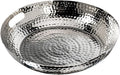 MyGift 14 Inch Deluxe Decorative Dish Tray Centerpiece Base, Silver Tone Plated Hammered Aluminum Fruit Bowl Serving Platter with Cutout Handles - Handcrafted in India-Ruum Studio Home