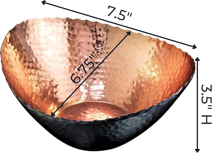Monarch Abode Hand Hammered Decorative Bowl for Home Decor, 7.5-Inch Black and Copper Plated – Key Bowl for Entryway Table, Catch All, Decorative Fruit Basin, Key Holder, Bowls for Home Decor-Ruum Studio Home