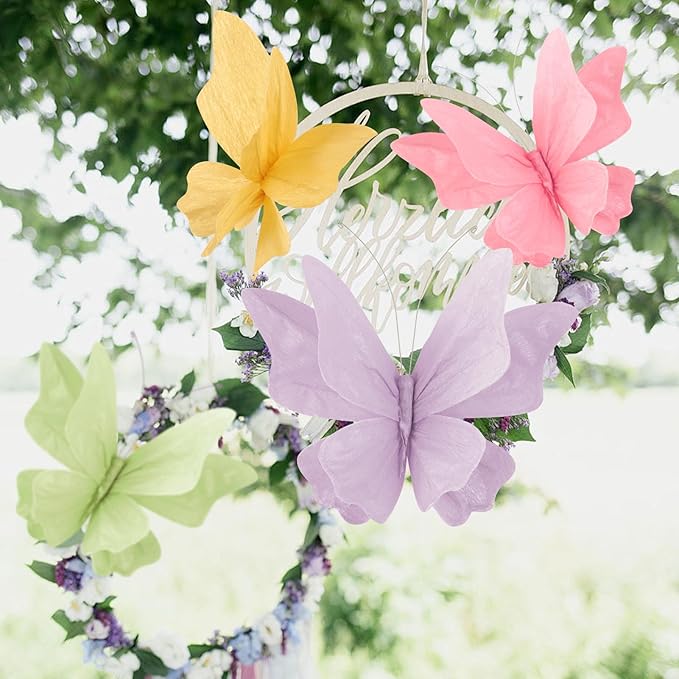 SUNBEAUTY Butterfly Party Decorations, 3D Paper Butterfly Decoration, Hanging Paper Butterfly for Baby Shower Decorations Girls, Women, Paper Flowers for Wall Decoration, Set of 4-Ruum Studio Home