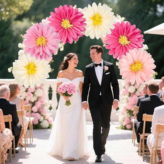 Homarkable 6 Pcs Large Pink Tissue Paper Flowers, 20 Inch Handcrafted Giant Paper Flowers for Spring Summer Party Wedding Birthday Backdrop Baby Shower Nursery Craft Outdoor Wall Decor-Ruum Studio Home