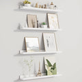 Picture Ledge Shelf for Wall, Floating Shelves Set of 4, 24 Inch Long Nursery Book Shelves for Toys Storage, Kids Bookshelf Wall Mounted for Books Photo Frames, White-Ruum Studio Home