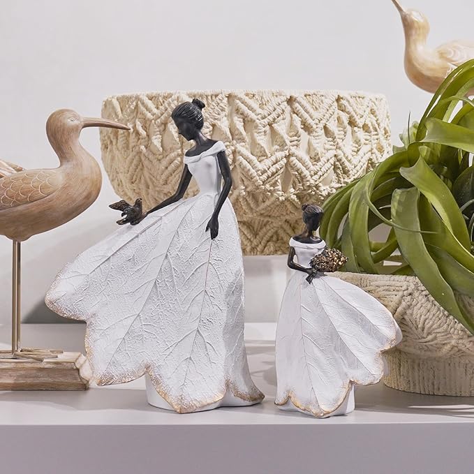 Guichifun Fairy Statue Collection Home Decoration - White Leaf Angel Girls Resin Home Decor for Outside or Inside Rustic Garden Grave Decorations for Cemetery Figurines Gift 5 x 3 x 7.5 Inch-Ruum Studio Home