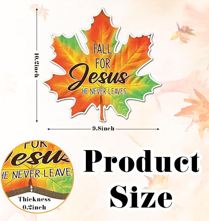 Maple Leaf Fall Decor, Fall for Jesus He Never Leaves Decor Sign Farmhouse Autumn Wreaths for Front Door Christian Jesus Hanger Sign Home Wall Autumn Halloween Thanksgiving Decoration-Ruum Studio Home