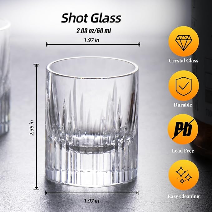 KAMMAK Crystal Whiskey Glasses Set of 2, Luxury 2.03oz Old Fashioned Glasses Stemless, Handcrafted Liquor Glasses, Hand Blown Scotch Cup for Women, Men Barware Gift for Cocktail, Bourbon-Ruum Studio Home