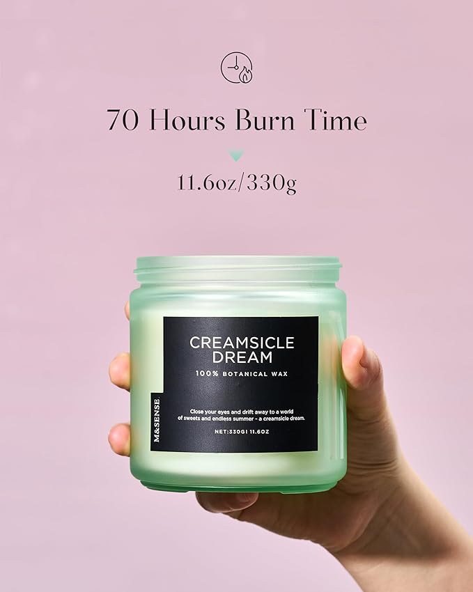 M&SENSE Orange Creamsicle Summer Scented Candle - 11.6oz Clean Non Toxic Natural Soy Wax 70-Hour Slow Burning Candle, 2-Wick Long Lasting Home Fragrance Gifts for Housewarming & Anniversaries-Ruum Studio Home