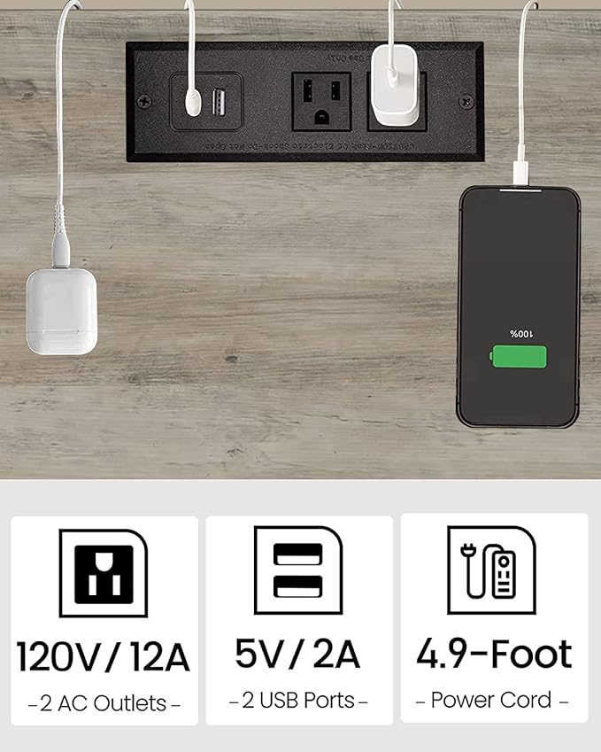 TUTOTAK End Table with Charging Station, Small Side Table with Outlets, Nightstand Bedside Table, 2-Tier Storage Shelf for Small Space, Living Room, Bedroom, Greige TB01BG040-Ruum Studio Home